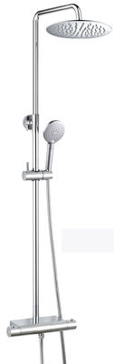 Round Dual Shower Head Wall Mounted Chrome Stainless Steel Bath Bathroom Thermostatic Rain Shower Set