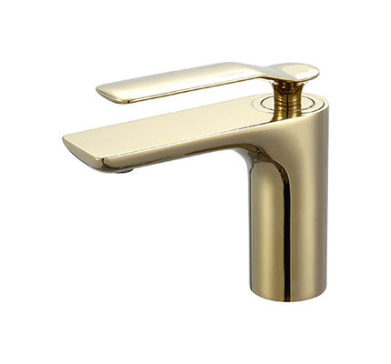Golden Brushed Brass Mixer Tap Bathroom Single Lever Cold And Hot Water OEM