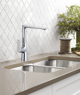 Cold And Hot OEM Kitchen Sink Faucets Chrome Brass Single Lever