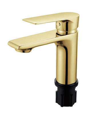 OEM Brass Gold Basin Mixer Tap Single Lever Bathroom Hot And Cold Water