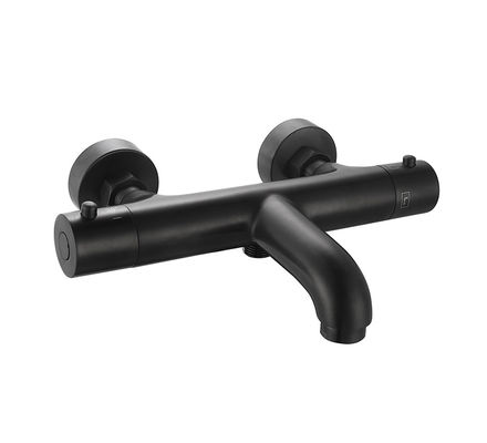 Thermostaic Temperature Adjustable Bath Or Shower Spout Mixer Matt Black Color Brass Tap Faucet OEM Round Classical