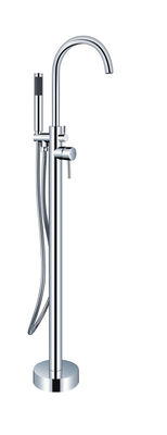 Chrome Brass Freestanding Bath Tub Faucet OEM Single Lever Floor Mounted With Diverter