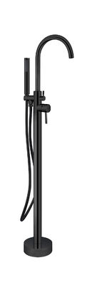 Matt Black Brass Freestanding Bathtub Faucets With Diverter Single Lever Floor Mounted