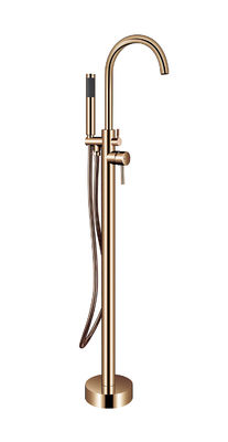 OEM Single Lever Free Standing Tub Faucet Floor Mount With Diverter Rose Golden Brass