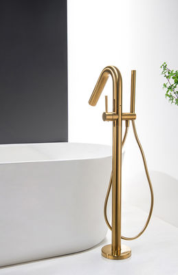 Rose Golden Brass Free Standing Bathtub Faucet OEM Single Lever Floor Mounted