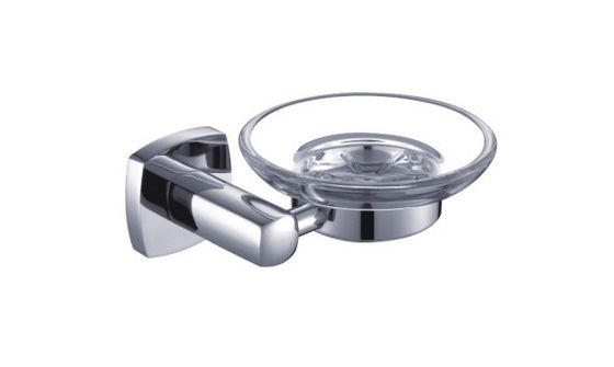 Glass Bathroom Accessories Chrome OEM Brass Base Square Brass Soap Dish Holder