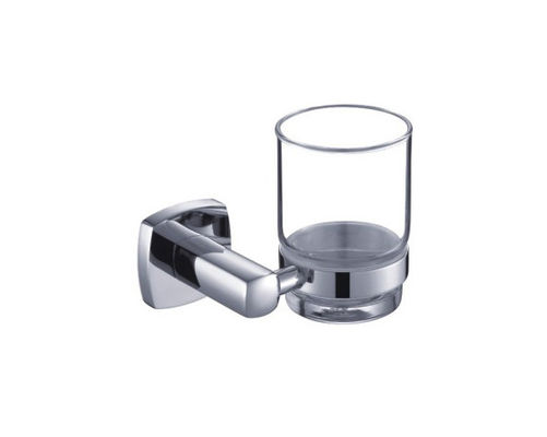 Single Tumbler Holder Brass Glass Bathroom OEM Brass Base Square With Curve Design