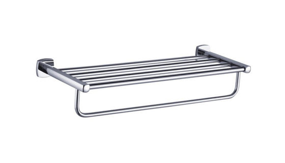 Chrome Bathroom Accessories Brass Bathroom double towel bar with shelf