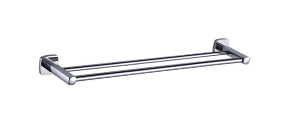 Double Rod Hand Towel Holder Brass Bathroom Chrome Color OEM Brass Base Square With Curve Design