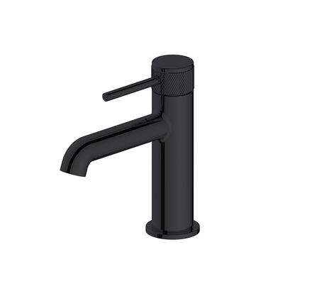 Matt Black Basin Mixer Faucet Annular Knurl Handle Single Lever Bathroom