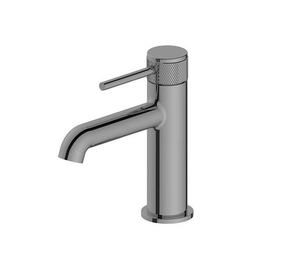 Single Lever Basin Mixer Tap Faucet Bathroom Gun Metal Brass Annular Knurl Handle