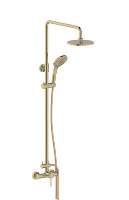 Single Lever Terpapar Kamar Mandi Mandi Mixer Tap Kolom Set Ringling Knurl Handle Sikat Kuning Kuning