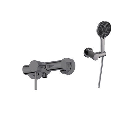 Gun Metal Brass Bath Shower Faucets Single Lever Annular Knurl Handle