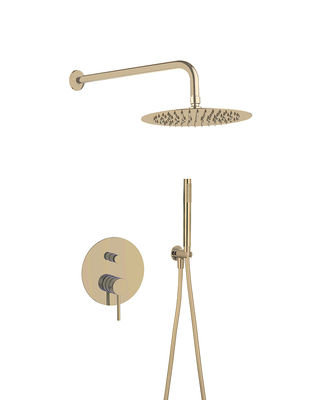 Brushed Golden Classical Rain Shower With Handle Concealed In Wall