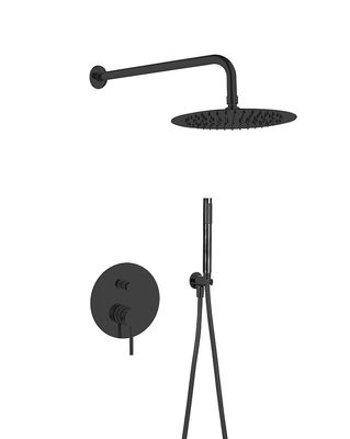 Matt Black Classical In Wall Shower Faucet Brass Annular Knurl Handle
