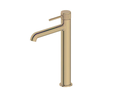 Brushed Golden Brass Basin Mixer Faucet Single Lever Tall Bathroom
