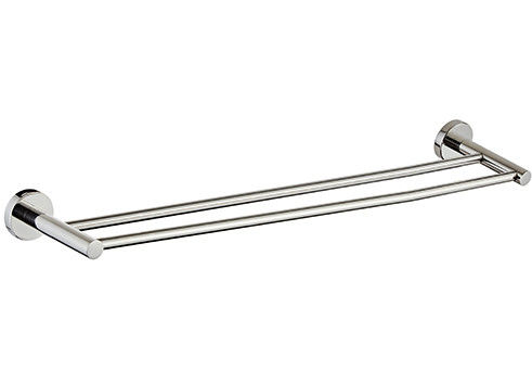 SUS304 Double Hand Towel Bar Polished Chrome Color OEM Round Design Project Home