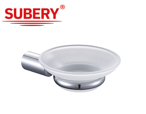 Glass Bathroom Soap Dish Holder Polished Chrome Oem Classical Round Design