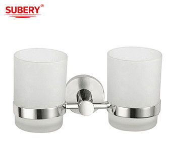 SUS 304 Double Tumbler Holder Glass Polished Chrome OEM ODM