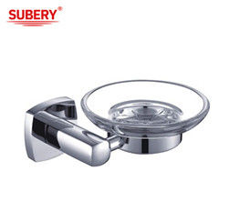 Glass Bathroom Accessories Chrome OEM Brass Base Square Brass Soap Dish Holder