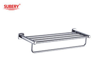 Chrome Bathroom Accessories Brass Bathroom double towel bar with shelf