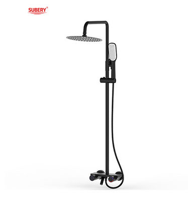 Matt Black Brass Bath Shower Faucets Thermostatic Temperature Adjustable