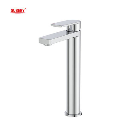 Chrome Brass Tall Basin Mixer Faucet Single Lever