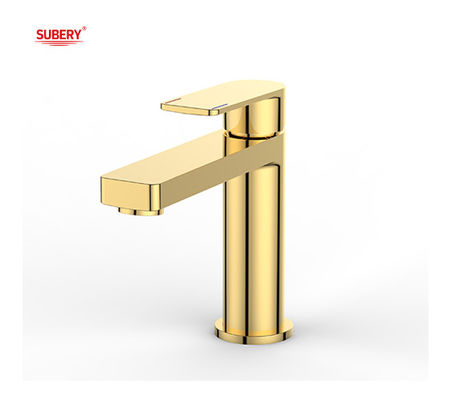 OEM Brass Gold Basin Mixer Tap Single Lever Bathroom Hot And Cold Water