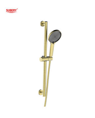 Brushed Golden Round Classical Hand Held Shower Rod Wall mounted