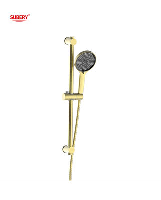 Brushed Golden Shower Head Vertical Slide Bar SUS304 3 Function