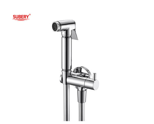 Bathroom Toilet OEM Shattaf Set Brass Holder Brass Valve PVC Hose 1.50m