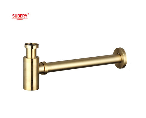Brushed Golden Lavatory Basin Waste Siphon Bathroom Wash Basin Drainer