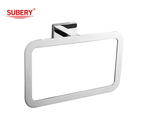 Zinc Wall Mounted Chrome Towel Ring Holder Classical Rectangle Design Oem Odm