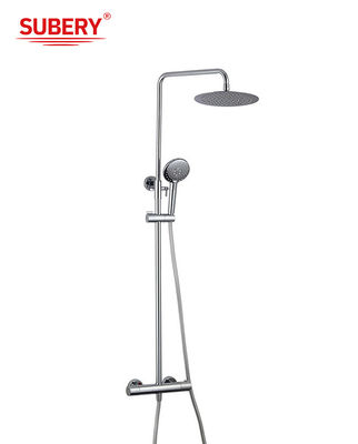 Temperature Adjustable Thermostatic Faucets Shower Exposed Mixer Column Set Chrome Brass