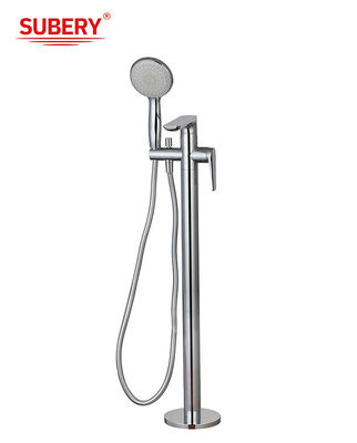 Modern Single Lever Chrome Brass Freestanding Bathtub Faucets OEM Floor Mounted