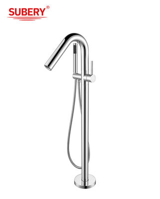 Floor Mounted Freestanding Bathtub Faucets Rose Golden Brass Chrome