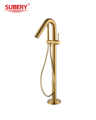Rose Golden Brass Free Standing Bathtub Faucet OEM Single Lever Floor Mounted