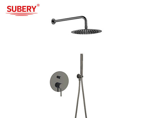 Gun Metal Classical Shower Faucets Rainshower Concealed In Wall