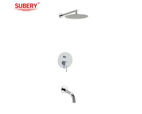 Concealed In Wall Shower Faucet Brass Annular Knurl Handle Chrome OEM Bathroom Bathtub