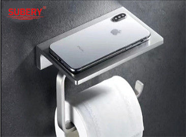 SUS304 Wall Mounted Tissue Holder With Mobile Phone Shelf
