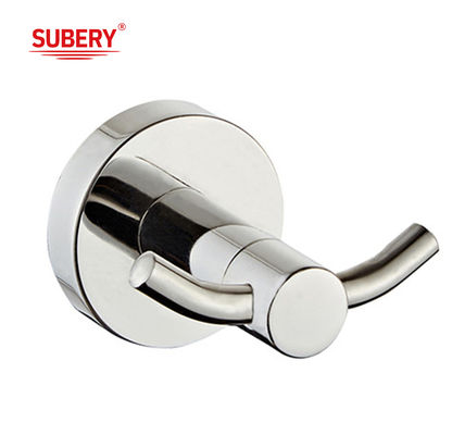 Bathroom wall mounted all copper electroplating silver Double robe hook