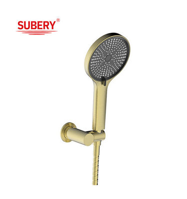 Brushed Golden Hand Showers Liquid Silicon Nozzle Round Easy Cleaning OEM