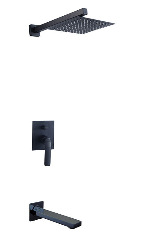Banho ou chuveiro de alavanca única escondido na parede Mixer com desviador chuveiro de chuva chuveiro de mão Banho Matt Black Brass Tap Faucet