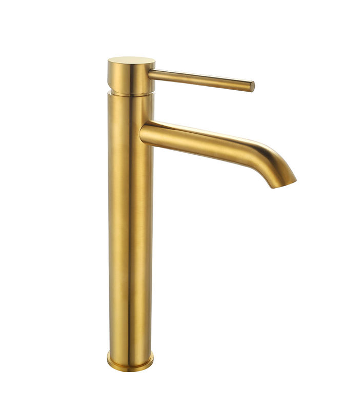 Bathroom Brushed Golden Hot And Cold Water Tap Single Lever Tall Basin Mixer Modern OEM