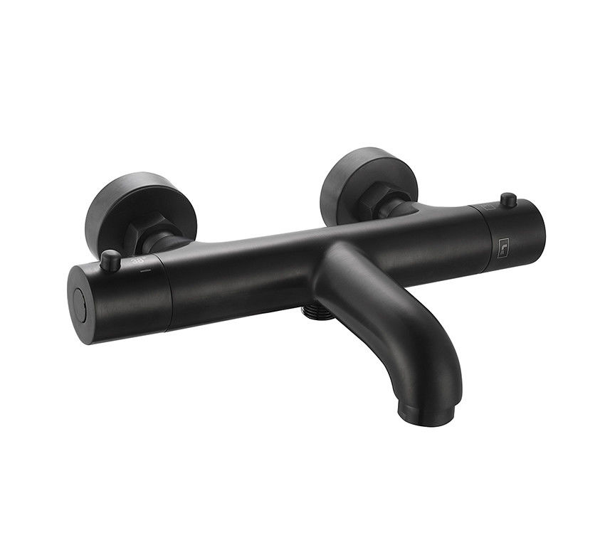 Thermostaic Temperature Adjustable Bath Or Shower Spout Mixer Matt Black Color Brass Tap Faucet OEM Round Classical