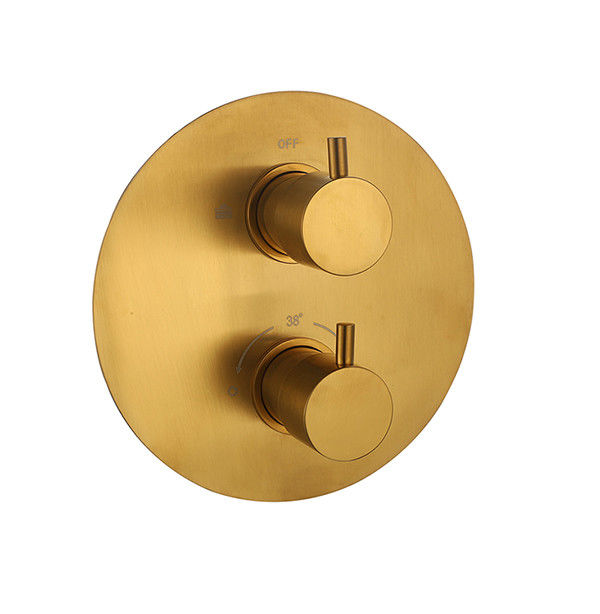 Brushed Gold Color Brass Bathroom Mixer Tap OEM Round Concealed In Wall