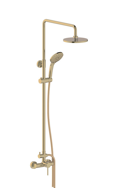 Single Lever Terpapar Kamar Mandi Mandi Mixer Tap Kolom Set Ringling Knurl Handle Sikat Kuning Kuning