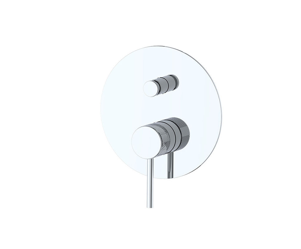 Single brass annularknurl handle concealed in wall build in bath shower mixer diverter chrome bathroom faucet rainshower