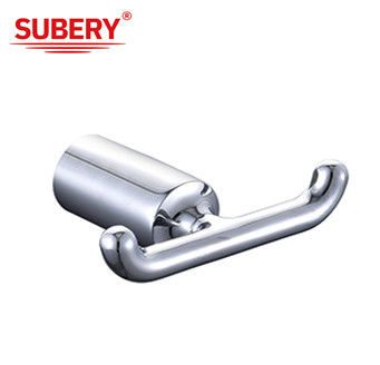 Wall Mounted Zinc Double Robe Hook Chrome Color For Bathroom