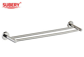 SUS304 Double Hand Towel Bar Polished Chrome Color OEM Round Design Project Home